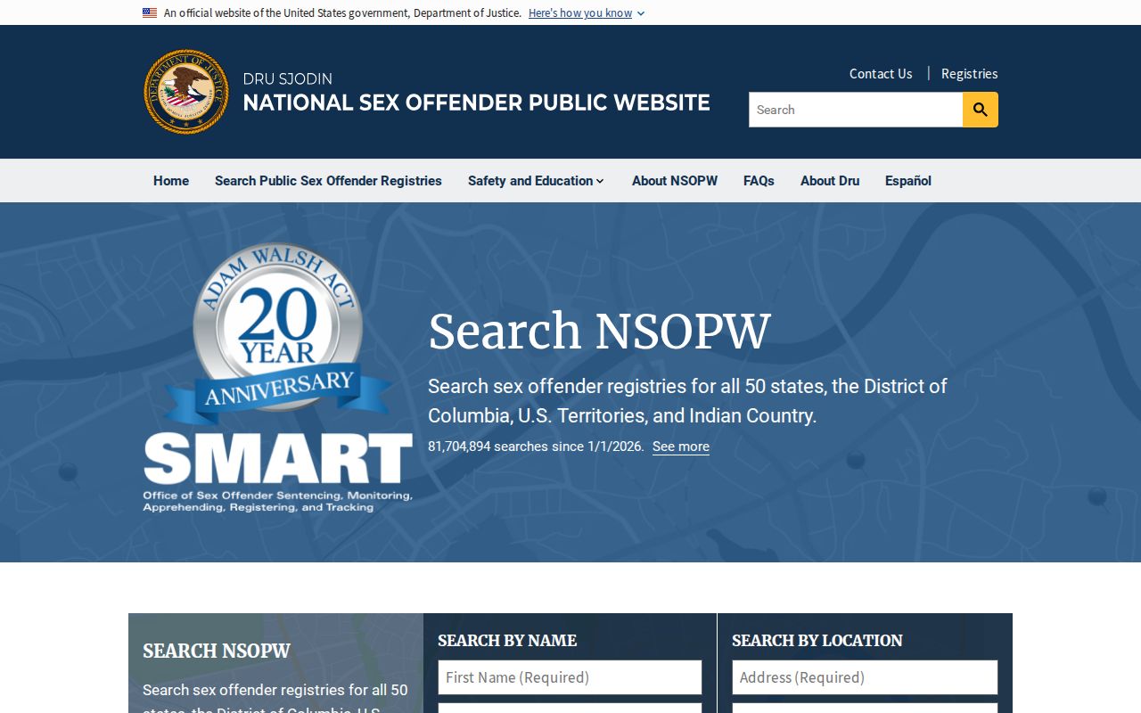 National Sex Offender Public Website search used for cross-state checks from Marion County
