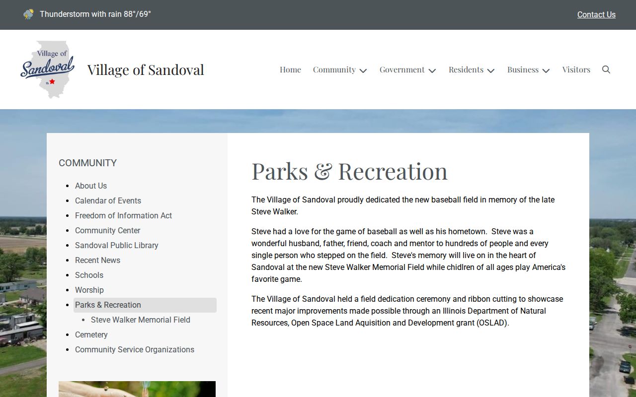 Official Sandoval parks imagery reflecting the village setting and local history
